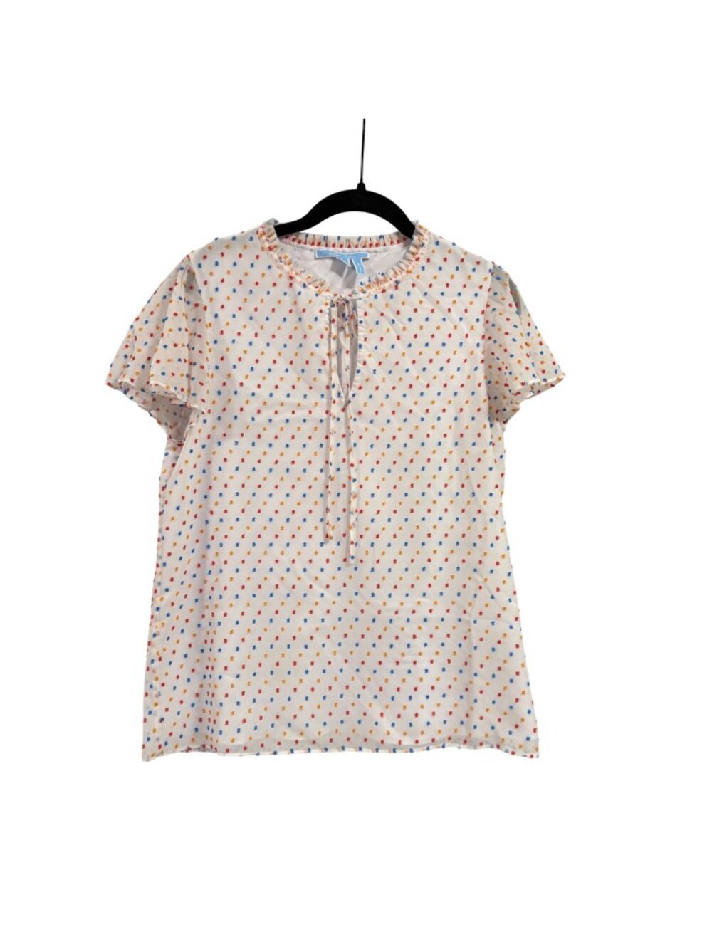 Draper James Swiss Dot Multicolor Flutter Sleeve Blouse Size S